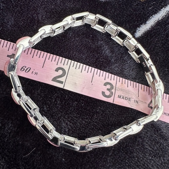 Pink opal and sterling silver bracelet - Picture 10 of 14